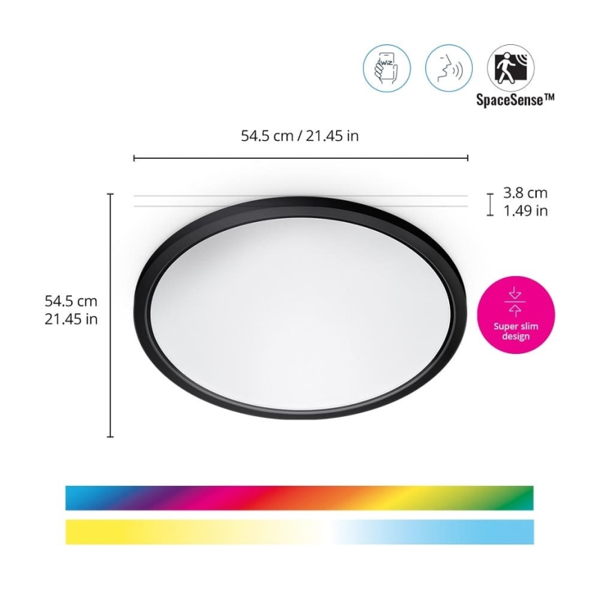 WiZ - LED RGB himmennettävä kattovalaisin SUPERSLIM LED/32W/230V 2700-6500K Wi-Fi musta