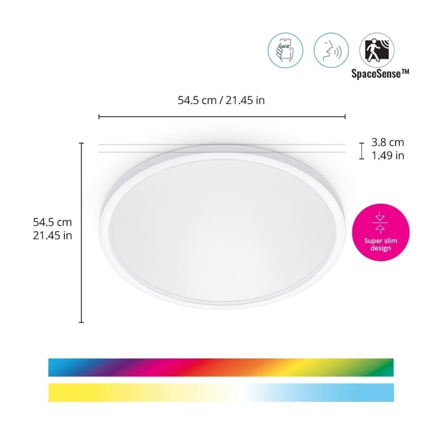 WiZ - LED RGB himmennettävä kattovalaisin SUPERSLIM LED/32W/230V 2700-6500K Wi-Fi valkoinen