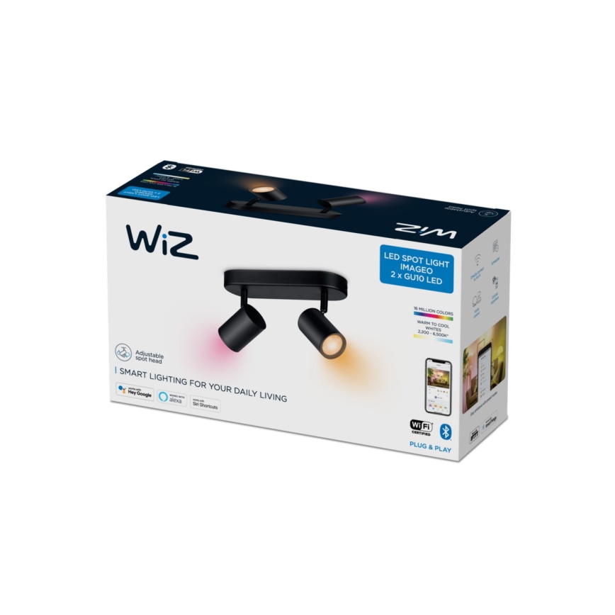 WiZ - LED RGBW Himmennettävä kohdevalo IMAGEO 2xGU10/4,9W/230V 2200-6500K Wi-Fi CRI 90 musta
