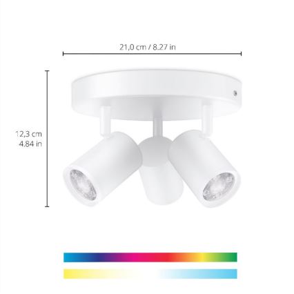 WiZ - LED RGBW Himmennettävä kohdevalo IMAGEO 3xGU10/4,9W/230V 2200-6500K Wi-Fi CRI 90 valkoinen