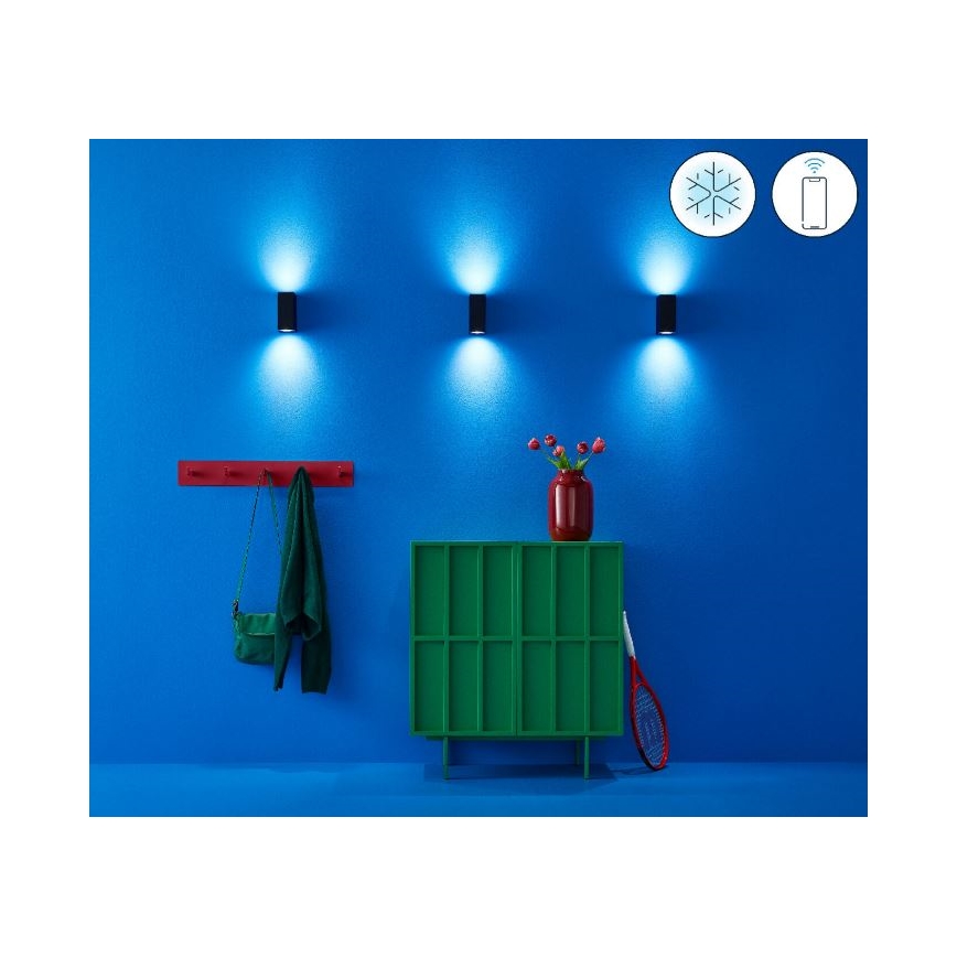 WiZ -LED RGBW Himmennettävä seinävalo UP&DOWN 2xGU10/4,7W/230V 2200-6500K Wi-Fi CRI 90 musta