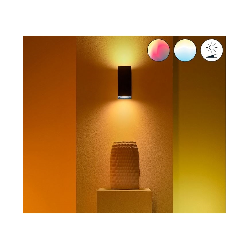 WiZ -LED RGBW Himmennettävä seinävalo UP&DOWN 2xGU10/4,7W/230V 2200-6500K Wi-Fi CRI 90 musta