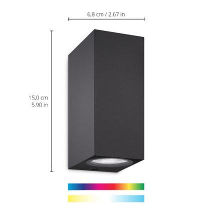 WiZ -LED RGBW Himmennettävä seinävalo UP&DOWN 2xGU10/4,7W/230V 2200-6500K Wi-Fi CRI 90 musta
