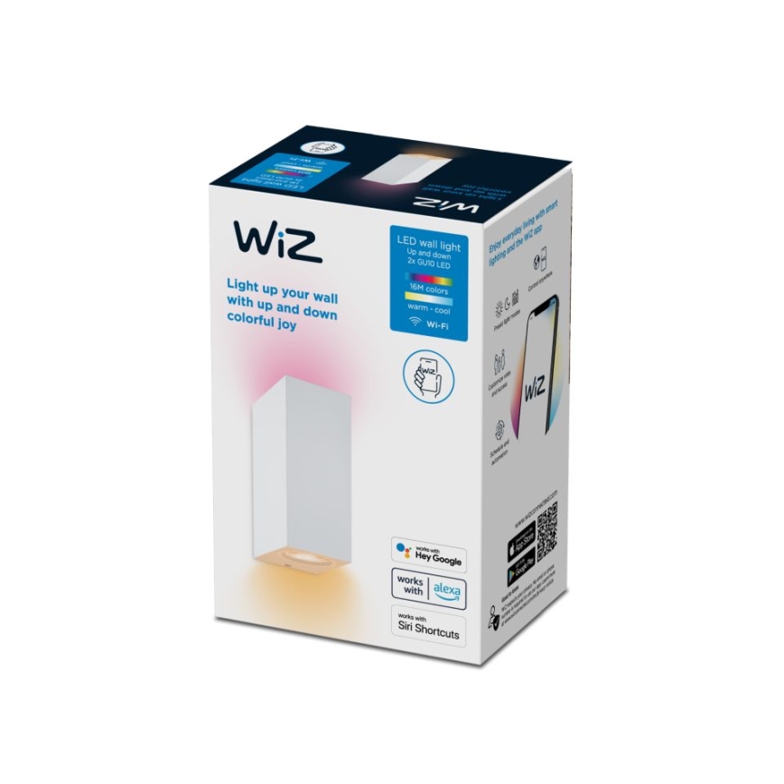 WiZ - LED RGBW Himmennettävä seinävalo UP&DOWN 2xGU10/4,7W/230V 2200-6500K Wi-Fi CRI 90 valkoinen