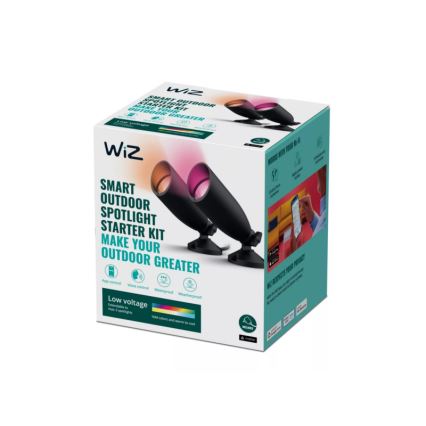 WiZ -SET 2x LED RGBW Himmennettävä ulkovalo SPOT LED/10W/230V 2700-5000K IP65 Wi-Fi