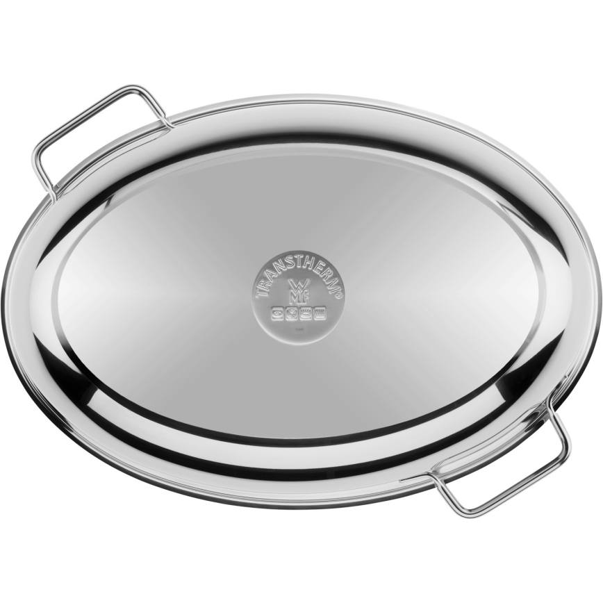 WMF - Soikea paistinpannu kannella  41x28,5 x18 cm ruostumaton