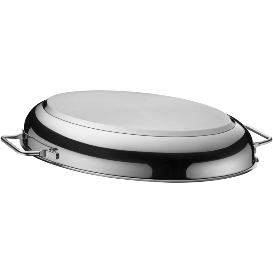 WMF - Soikea paistinpannu kannella  41x28,5 x18 cm ruostumaton