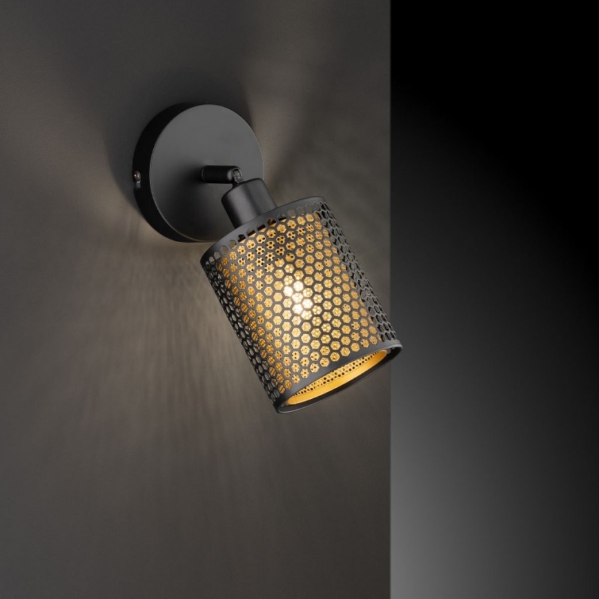 Wofi 12106 - Seinävalaisin CHEVAL 1xE14/28W/230V musta/kultainen