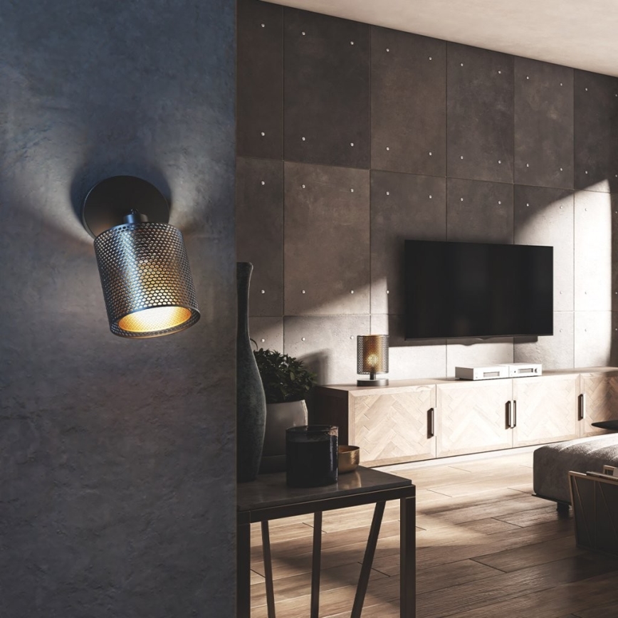 Wofi 12106 - Seinävalaisin CHEVAL 1xE14/28W/230V musta/kultainen