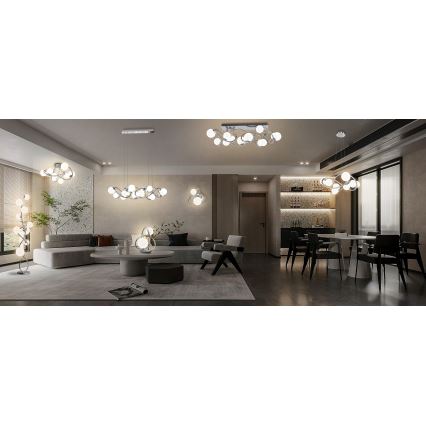 Wofi 3014-907 - LED-lattiavalaisin NANCY 9xG9/3,5W/230V kiiltävä kromi