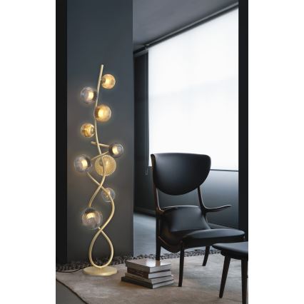 Wofi 3015-904 - LED-lattiavalaisin METZ 9xG9/3,5W/230V kulta/harmaa