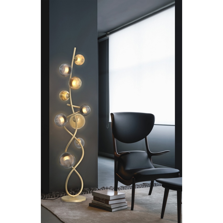 Wofi 3015-904 - LED-lattiavalaisin METZ 9xG9/3,5W/230V kulta/harmaa