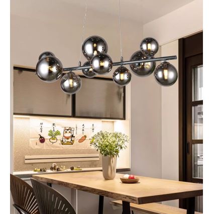 Wofi 6014.10.24.9000 - LED-riippuvalaisin VILLA 10xG9/3W/230V musta/kiiltävä kromi