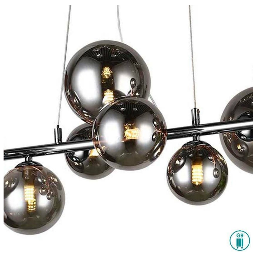 Wofi 6014.10.24.9000 - LED-riippuvalaisin VILLA 10xG9/3W/230V musta/kiiltävä kromi