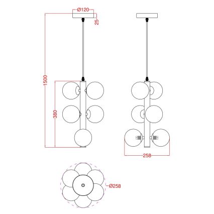 Wofi 6014-605W - LED-kattokruunu johdossa VILLA 6xG9/3W/230V musta
