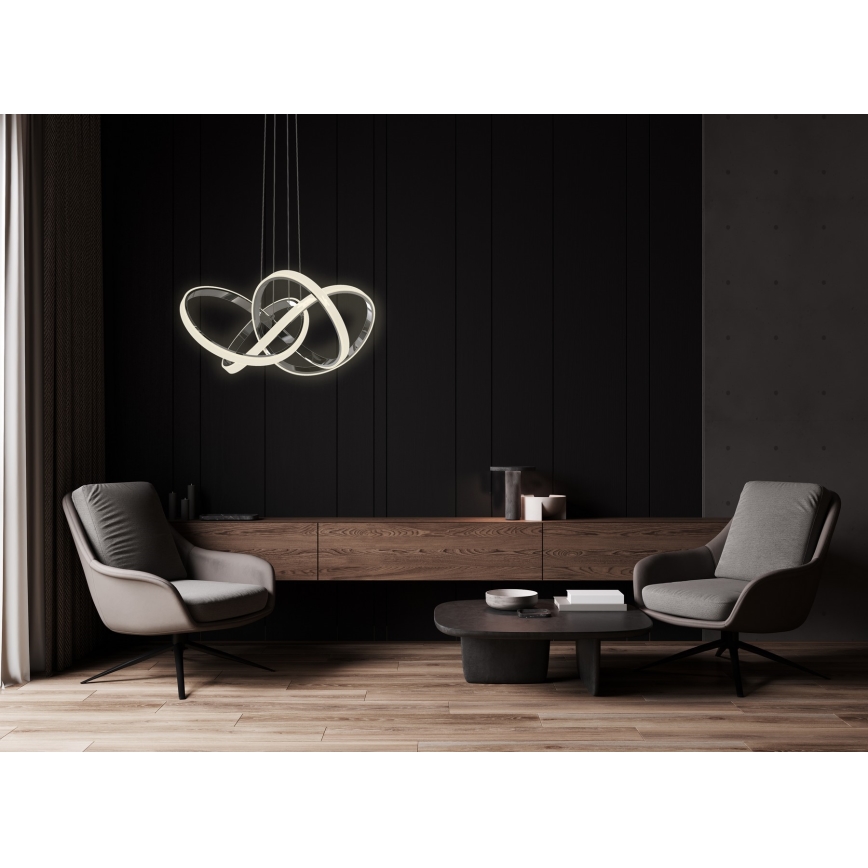 Wofi 6134-105L - Himmennettävä LED-kattokruunu johdossa INDIGO LED/50W/230V musta/kiiltävä kromi