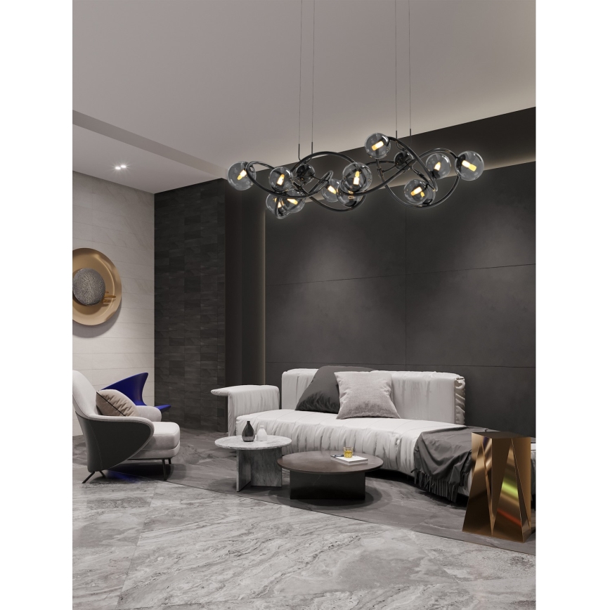 Wofi 7014-1405 - LED-kattokruunu johdossa NANCY 14xG9/3,5W/230V musta/kiiltävä kromi