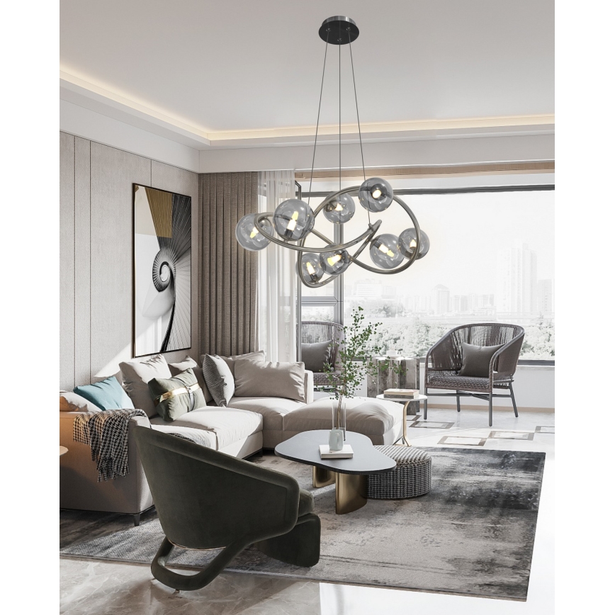 Wofi 7014-805 - LED-kattokruunu johdossa NANCY 8xG9/3,5W/230V musta/kiiltävä kromi