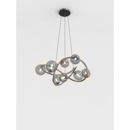 Wofi 7014-805 - LED-kattokruunu johdossa NANCY 8xG9/3,5W/230V musta/kiiltävä kromi