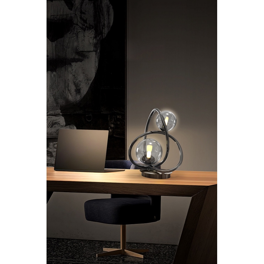 Wofi 8014-205 - LED-pöytävalaisin NANCY 2xG9/3,5W/230V musta/kiiltävä kromi