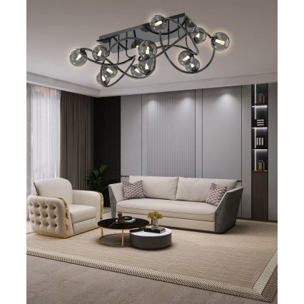 Wofi 9014-1205 - Kiinteä LED-kattokruunu NANCY 12xG9/3,5W/230V musta/kiiltävä kromi