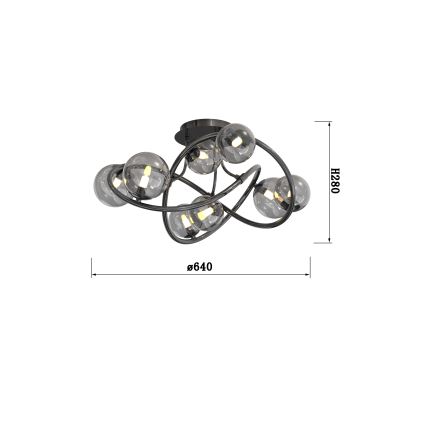 Wofi 9014-805 - Kiinteä LED-kattokruunu NANCY 8xG9/3,5W/230V musta/kiiltävä kromi
