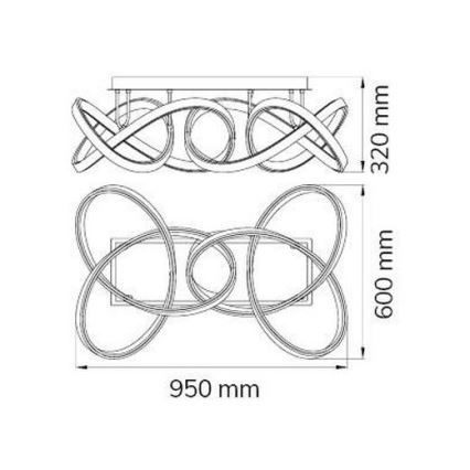 Wofi 9134.02.88.9000 - LED Himmennettävä pinta-asennettava kattokruunu INDIGO LED/64W/230V
