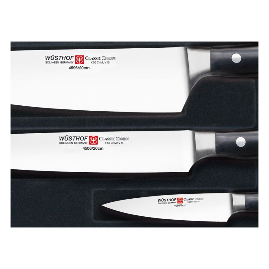 Wüsthof - Keittiöveitsisarja CLASSIC IKON 3 kpl musta