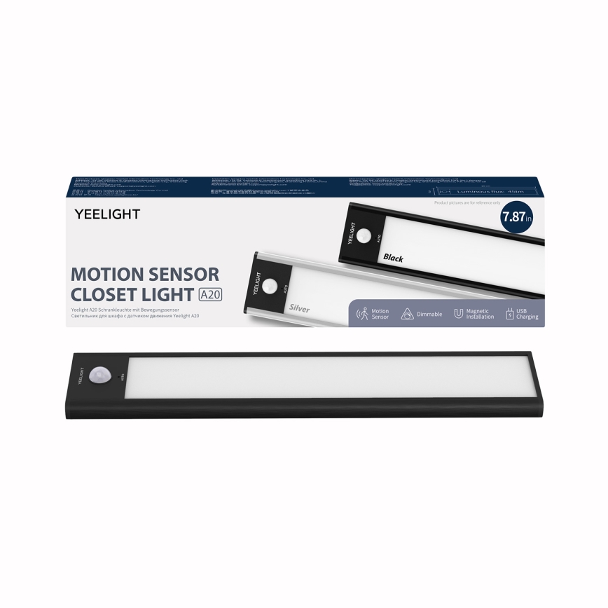 Yeelight - LED himmennettävä ladattava kalustevalaisin sensorilla LED/1,8W/1100 mAh 4000K 20 cm musta