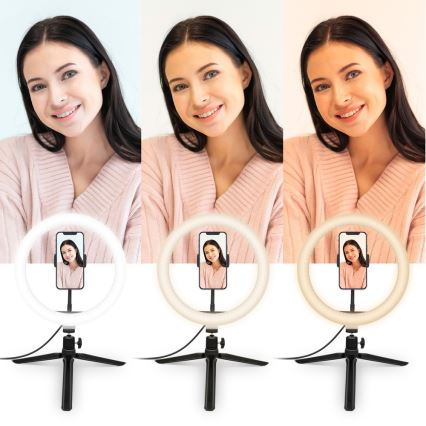 Yenkee-LED RGB Himmennettävä lamppu jalustalla ja pidikkeellä vloggaamiseen LED/5V + kaukosäädin