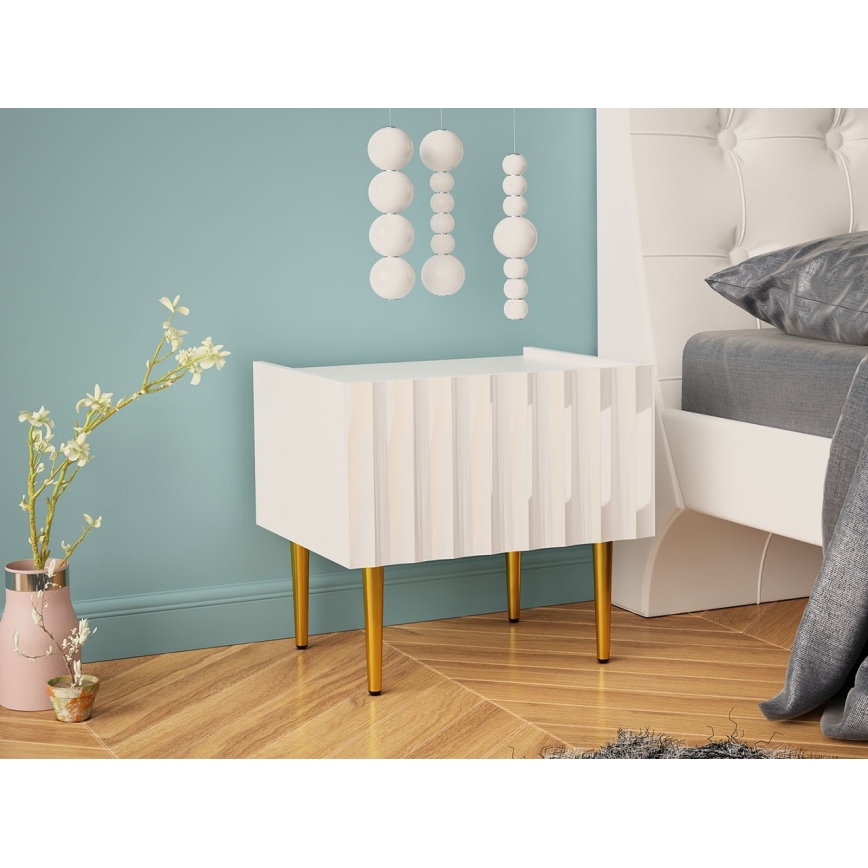 Yöpöytä ARCOS 46x50 cm valkoinen/kulta