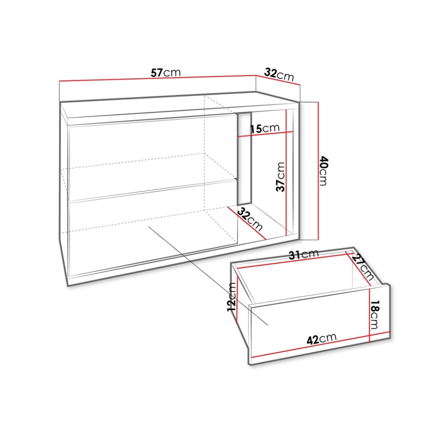 Yöpöytä BECE 40x57 cm valkoinen