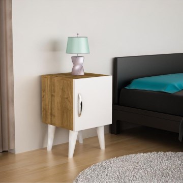 Yöpöytä BELLINI 55x35 cm valkoinen/ruskea