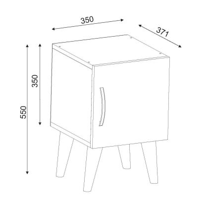 Yöpöytä BELLINI 55x35 cm valkoinen/ruskea