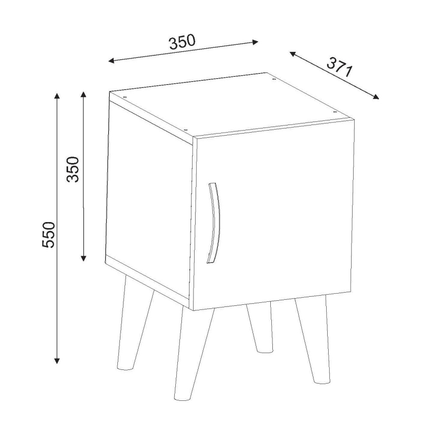 Yöpöytä BELLINI 55x35 cm valkoinen/ruskea