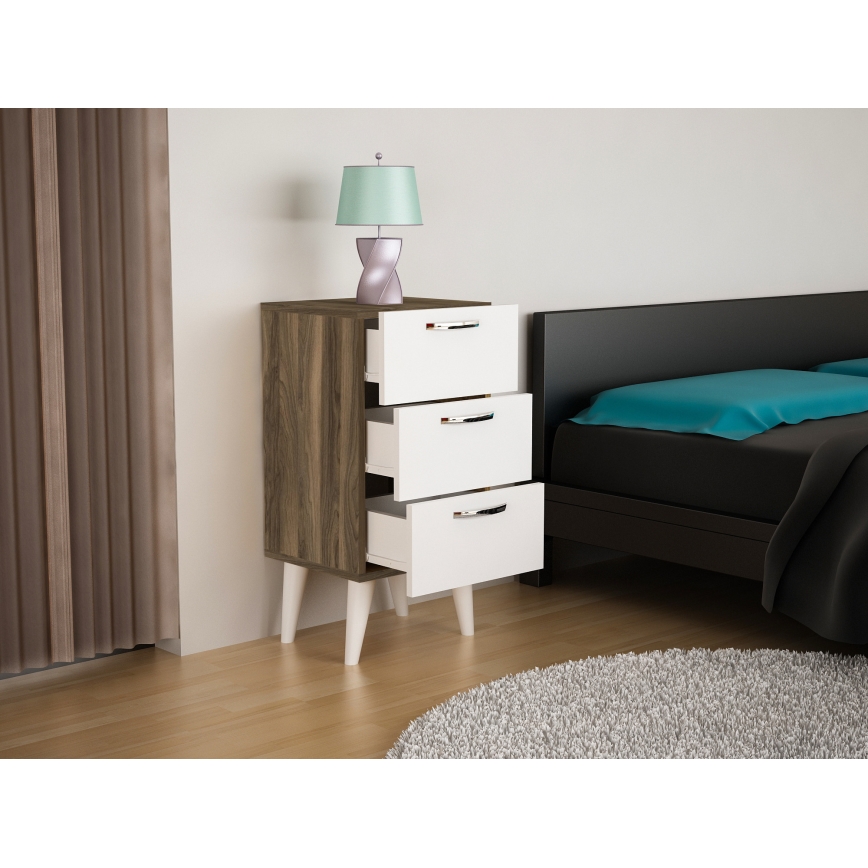 Yöpöytä BELLINI 80x40 cm ruskea/valkoinen