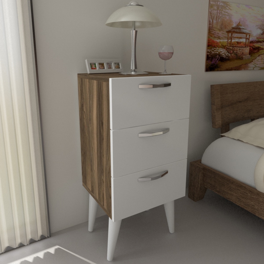 Yöpöytä BELLINI 80x40 cm ruskea/valkoinen