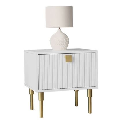 Yöpöytä DORSET 50x50 cm valkoinen/kulta