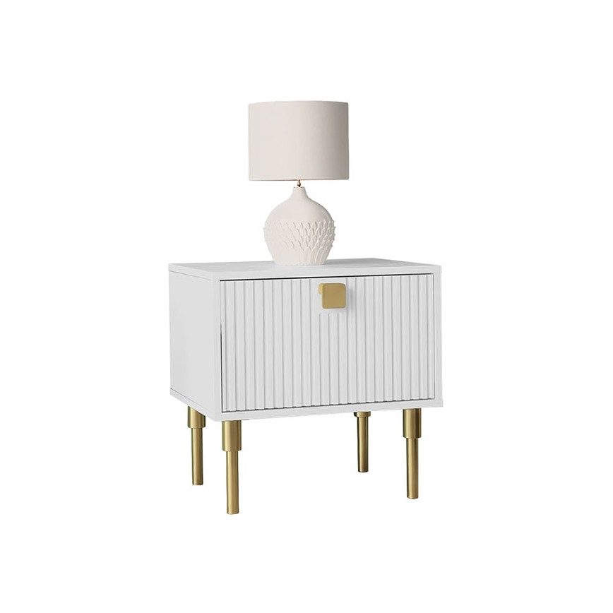 Yöpöytä DORSET 50x50 cm valkoinen/kulta