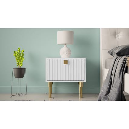 Yöpöytä DORSET 50x50 cm valkoinen/kulta