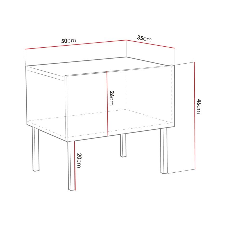 Yöpöytä EXITO 46x50 cm valkoinen/kulta