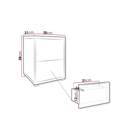 Yöpöytä GESITA 38x30 cm kashmir