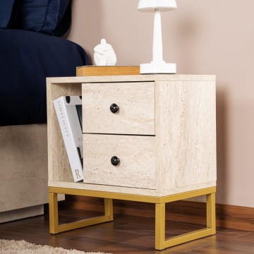 Yöpöytä GLIMMER 50x45,2 cm beige/kulta