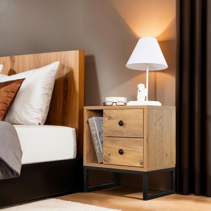 Yöpöytä GLIMMER 50x45,2 cm mänty atlantic/musta