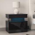 Yöpöytä LED-valaistuksella GLOSSA 51x55 cm musta/kiiltävä musta