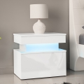 Yöpöytä LED-valaistuksella GLOSSA 51x55 cm valkoinen/kiiltävä valkoinen