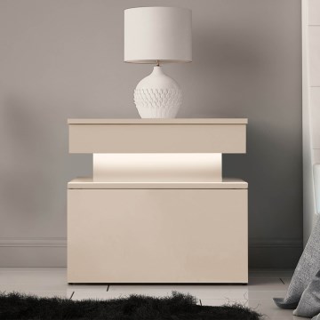 Yöpöytä LED-valaistuksella GLOSSA 55x51 cm beige