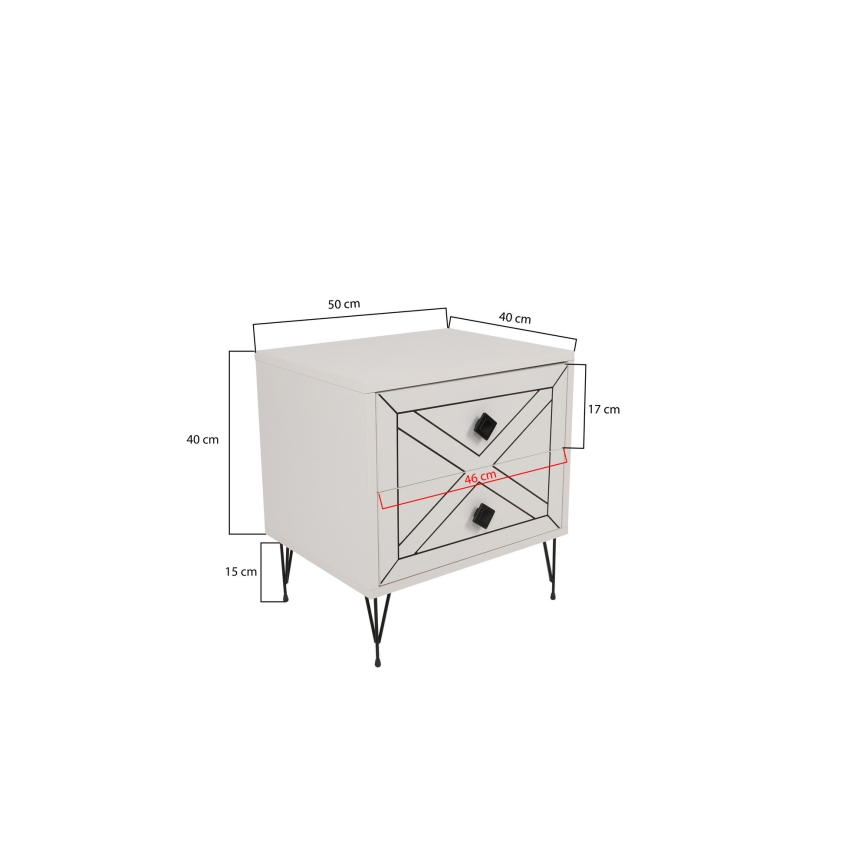 Yöpöytä LUNA 50x55 cm valkoinen