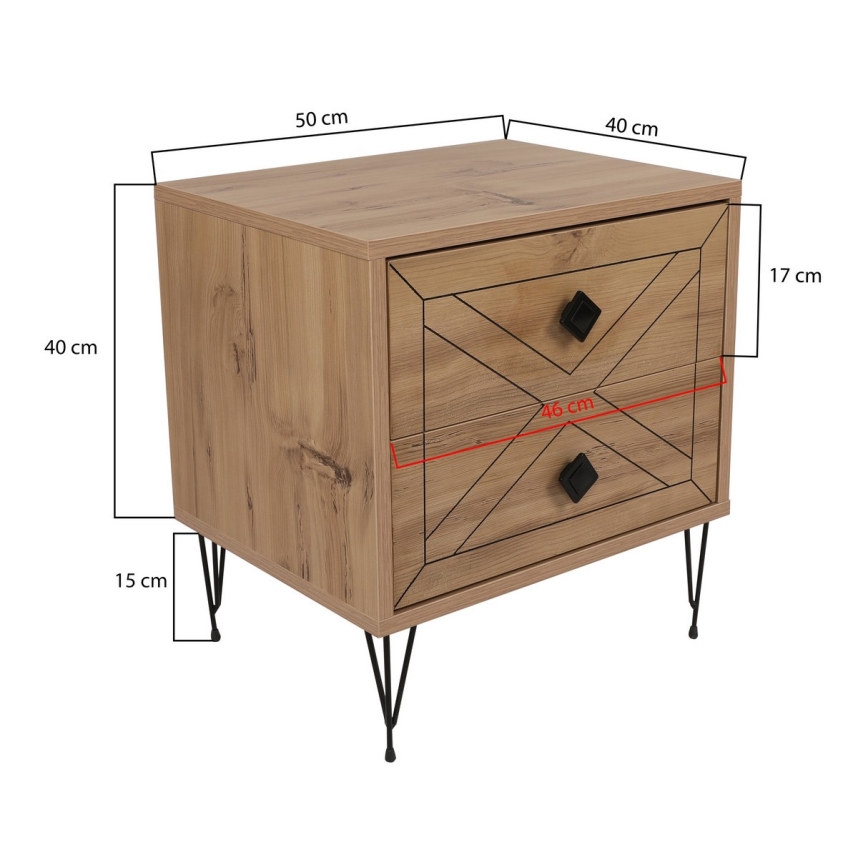 Yöpöytä LUNA 55x50 cm ruskea/musta