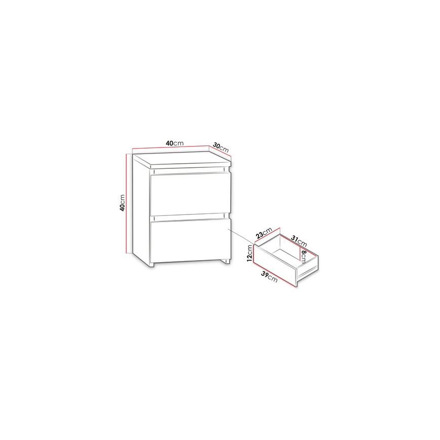 Yöpöytä MALWA 40x40 cm mattavalkoinen